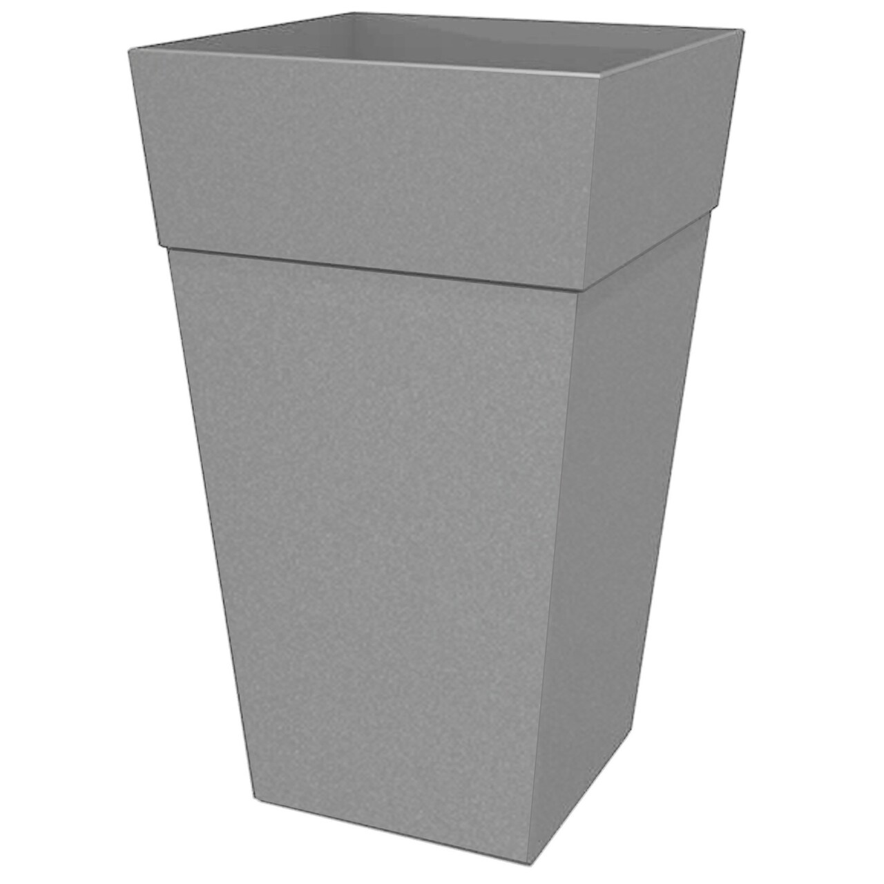 Bloem Tall Finley Tapered Square Planter: 25" - Cement - Matte Textured Finish, 100% Recycled Plastic Pot, For Indoor and Outdoor Use, Gardening, 9 Gallon Capacity